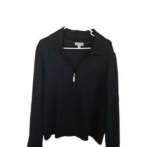 ST JOHN SPORT Sz M Knit Zip Up Cardigan Sweater Blazer Jacket Wool Blend